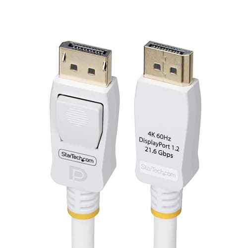 Image of StarTech.com 10ft (3m) White VESA Certified DisplayPort 1.2 Cable, 4K 60Hz, 21.6Gbps, Latching DP Connectors, DP 1.2 Cable