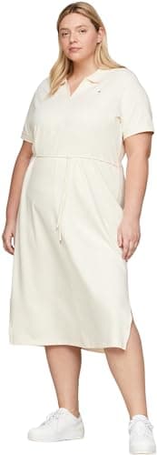 Image of Tommy Hilfiger Women Polo Dress Midi Short-Sleeve, White (Calico), XXL