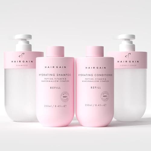 Image of Hair Gain Hydrating Shampoo & Conditioner Starter Kit, Peptides & Marshmallow Root Extract, Vegan, Sulphate-Free, 250ml Each