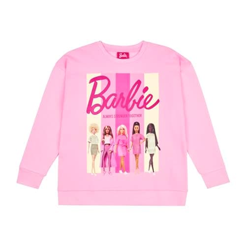 Image of Barbie Girls Jumper, Crew Neck Pink Sweatshirt for Girls 9-10 Years