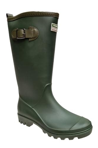 Image of Town & Country Ladies PVC Tall Calf Waterproof Rain Snow Gardening Walking Boots (Green, UK Footwear Size System, Adult, Women, Numeric, Medium, 4)