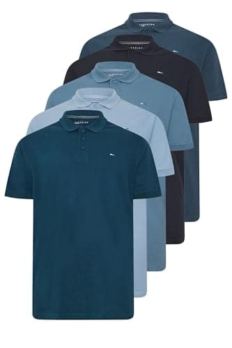 Image of BadRhino Big & Tall 5 Pack Blue & Light Blue Polo Shirts - Men's - Plus Size Curve