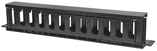 Image of Intellinet 19 Inch Cable Management Panel, 19 Inch Rackmount Cable Manager, 1U, with Cover, Black