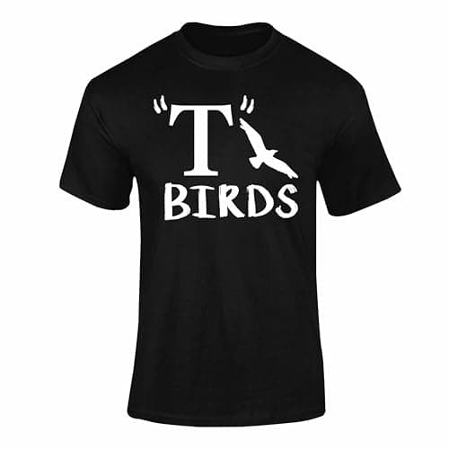 Image of Varsany T Birds T Shirt – Grease Outfits for Women & Men, T-Birds Music Fancy Dress Classic Musical Film Movie Top Tshirt Black X-Large