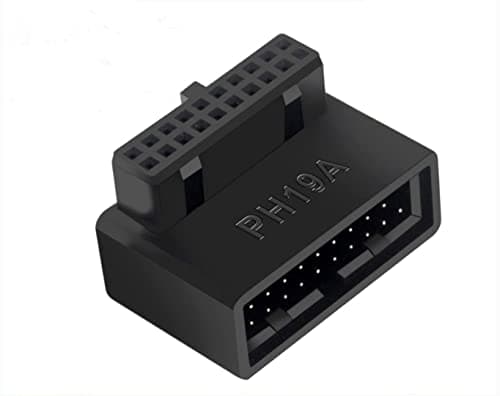 Image of SHANFEILU USB 3.0 90 Degree Motherboard Adapter 19 Pin/20 Pin Male to Female Extension Adapter L Turn Right Angle Socket for Desktop Motherboard (Up Angle PH19A)