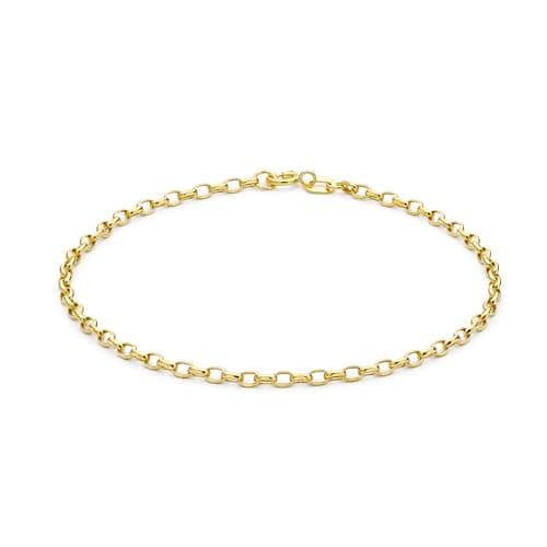 Image of CARISSIMA Women's 9 ct Yellow Gold Hollow 2 mm Diamond Cut Oval Belcher Chain Bracelet of Length 19 cm/7.5 Inch