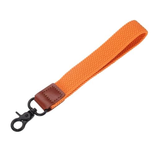Image of sourcing map Wrist Lanyard Keychain, 200mm Braided Wristlet Strap with Black Clasp, Hand Key Holders Lanyard for Women Men Car Keys ID Badges Card Wallet, Orange