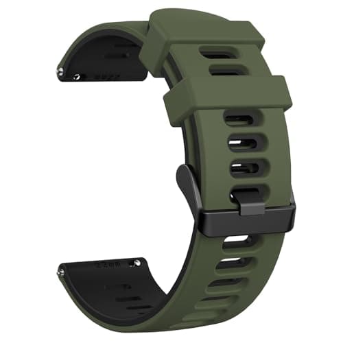 Image of Mugust Silicone Rubber Watch Bands, Quick Release Sport Watch Replacement Straps, Universal Smart Watchband with Black Stainless Steel Buckle for Men Women (22mm, Green-Black)