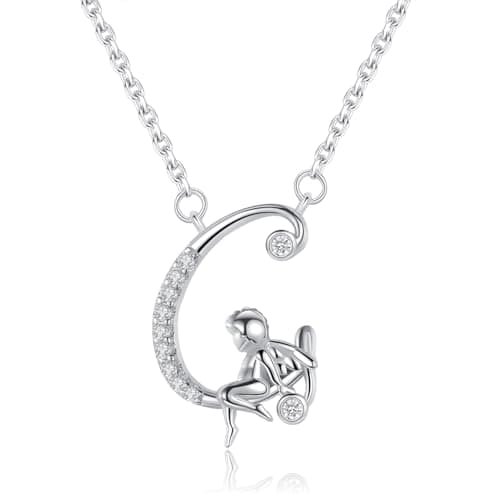 Image of VIKI LYNN Initial Necklace for Women 925 Sterling Silver Alphabets Letter G and Angel Necklace