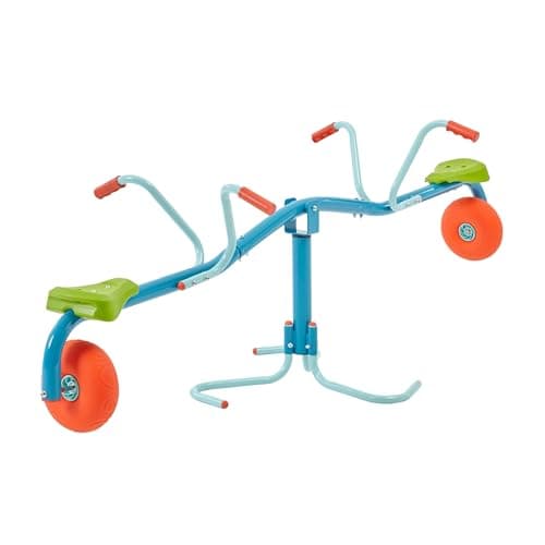 Image of TP TOYS Spiro Spin Teeter Totter Outdoor Seesaw for 3-8 Year Old Kids, Bounces and Spins 360 Degrees, Develop Balance and Co-ordination, Garden and Outdoor See Saw, Blue