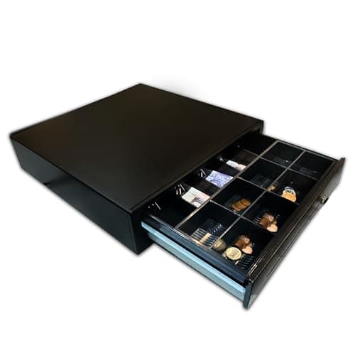 Image of POSSAFE Cash Drawer with 5 Bills & 8 Removable Coins Tray | Auto-Open Cash Box with Key | Electronic Cash Register Secure Locking Mechanism for Retail, Restaurants & POS Environments | 41.5x41x10cm