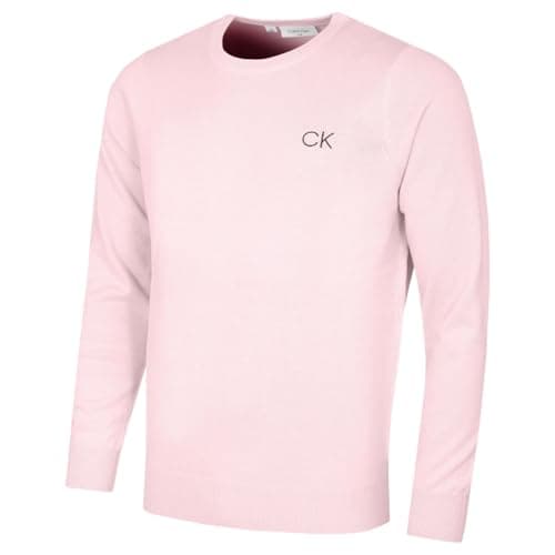 Image of Calvin Klein Mens Round Neck Golf Sweater - Pink - M