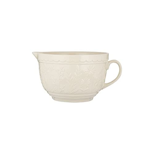Image of Mason Cash in The Meadow Batter Bowl 1.9L | Stoneware Mixing Bowl with Handle & Pouring Lip in Embossed Floral Design – Ideal for Whisking, Mixing & Pouring | Dishwasher Safe