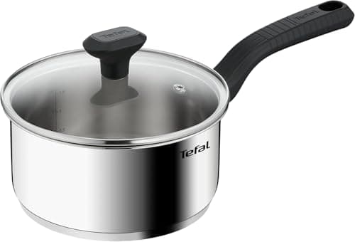 Image of Tefal Comfort Max 18cm Stainless Steel Saucepan with Glass Lid, Durable Cookware for Healthy Cooking, Induction Compatible, Ergonomic Stay-Cool Handle, C9732304
