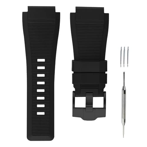 Image of unilabo Rubber Watch Band Compatible for Bell & Ross B&R BR-01 BR01 BR-03 BR03 Diver Silicone Strap Replacement for men and women wirst watchband (Black Buckle)