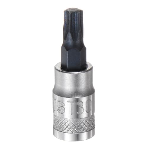 Image of sourcing map Torx Bit Socket T30 Solid Star 1/4" Drive 1.46" Length S2 Steel Bit CR-V Socket for Ratchet Wrench, Slide Bar, Extension Rod