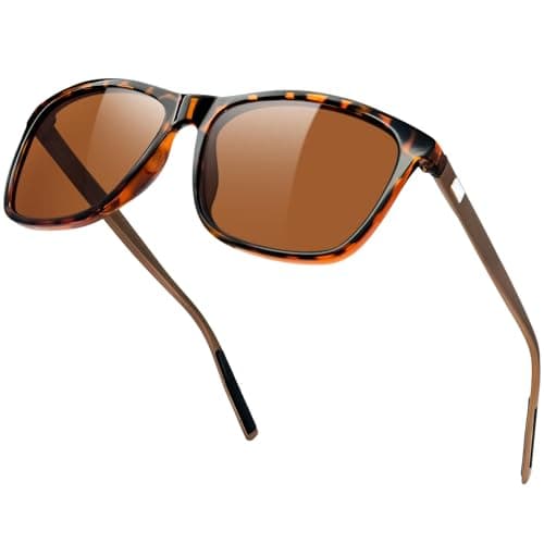 Image of KANASTAL Brown Sunglasses Mens Polarised Leopard Women Retro Classic UV Protection Vintage Fishing Driving Driving Road Trips - Tortoiseshell Frame Brown Lens