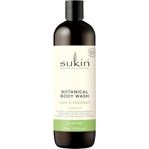 Image of Sukin Soap-Free, Lime & Coconut Botanical Body Wash 500ml - stimulates the senses with zesty citrus & Coconut while leaving skin clean and fresh - with Essential Oils; cruelty free & vegan friendly.