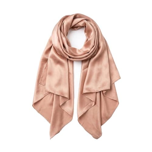 Image of Trillion London® Spring Collection | Pure Beige Plain Silk Scarves | Neck Scarf For Women's | Ladies Lightweight Scarves | Suitable for Daily Life & Gifting | Shawl Wraps |Size - 185 cm * 85 cm