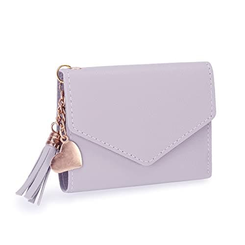 Image of CHAOFANXI Small Wallet for Woman,Slim Purse Small Synthetic Leather Wallet with Card Holder Zipper Coin Purse for Ladies,Purple