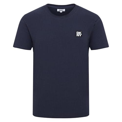 Image of DKNY Mens Waffle T Shirt | Cotton Rich Lounge Mens T Shirt | Comfortable and Lightweight | Crew Neckline | Short Sleeve | Regular Fit