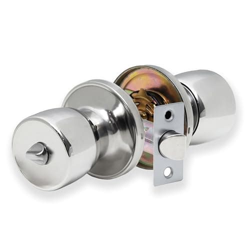 Image of XFORT Tulip Privacy Knob Set Polished Chrome, Keyless Door Knob with Lock for Internal Wooden Bathroom Doors