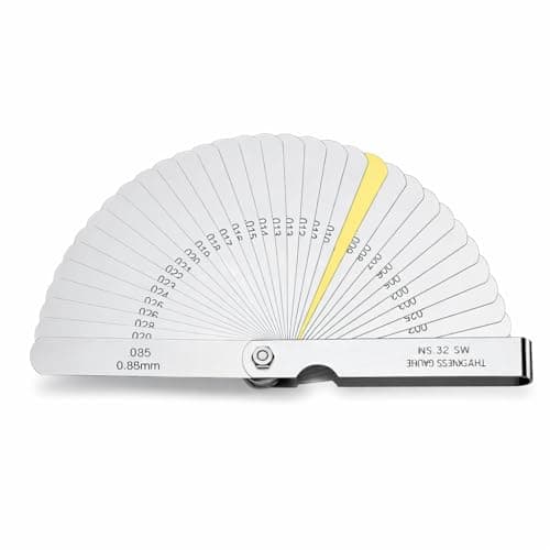 Image of 32-Blade Stainless Steel Feeler Gauges, Precision Metric and Imperial Gap Thickness Measuring Tool for Spark Plug, Valve, Piston, Guitar Nut File, Accurate Width Measurement Set