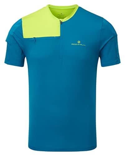 Image of RONHILL, Men's Tech Ultra 1/2 Zip Tee, PrussianBlue/AcidLime S