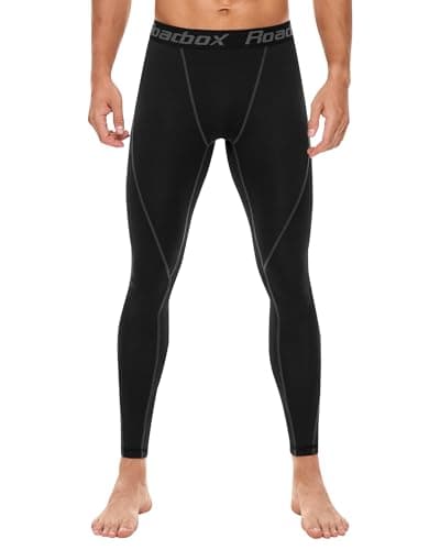 Image of Roadbox Men's Compression Pants Base Layer Tights Leggings for Workout Running (Black,L)
