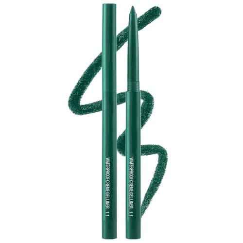 Image of Waterproof Deep Green Gel Eyeliner Pencil, Long Lasting Smudge Proof Cream Eye Liner, Smooth Glide Twist Up Eye Pencil for Precise & Bold Eye Makeup