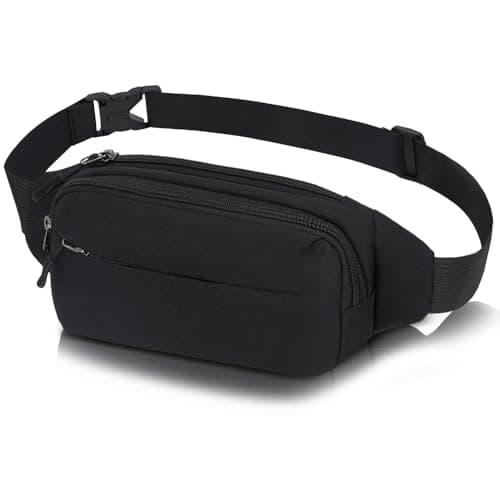 Image of Waterproof Bumbags Waist Fanny Pack Running Belt Ladies Fashion Bum Bag with Adjustable Belt for Sport Running Hiking Jogging Travel Dog wolking Women Men (Black-A)