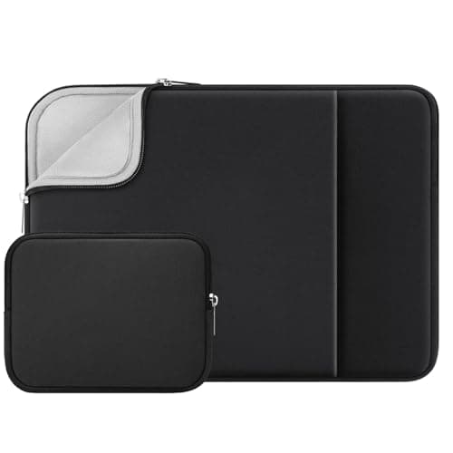 Image of RAINYEAR 14 Inch Laptop Sleeve Compatible with 14" Notebook Computer Chromebook, 15" Macbook Pro M5 M4 M3 M2 Protective Case with Front Pocket & Accessories Pouch(Black,Upgraded Version)