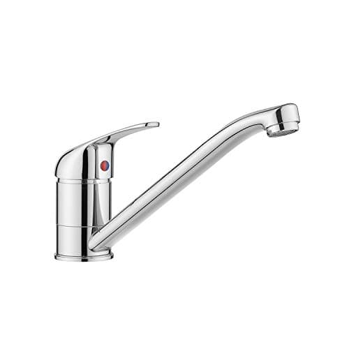Image of JASSFERRY Single Top Lever Kitchen Mixer Tap - Solid Brass Monobloc Design 360° Long Swivel Spout Chrome Polish Finish for Caravan & Home Sinks