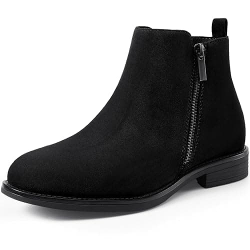 Image of Harvest Land Womens Chelsea Boots Ladies Ankle Boots Winter Boots Stylish Classic Short for Adults Zip-up Shoes Black 4UK