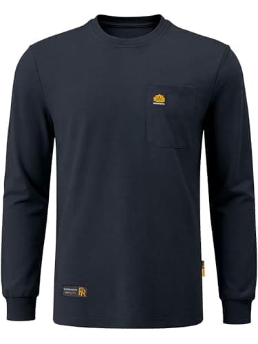 Image of WORKWEYA Men's FR Shirts 6.5oz Lightweight Long Sleeve Flame Resistant T-Shirt NFPA 2112/CAT2, Blue, 3XL