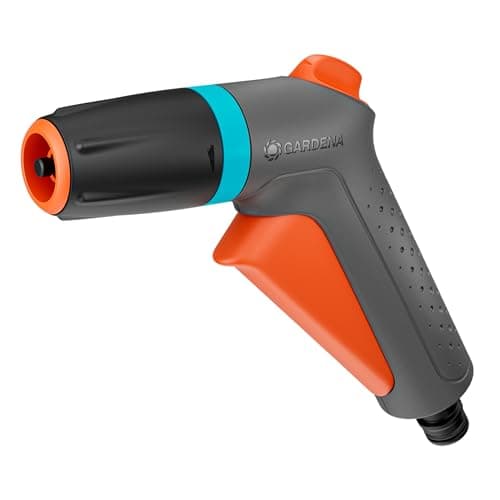 Image of Gardena Classic Cleaning Nozzle Sprayers & Nozzles: Garden hose spray nozzle, For cleaning and watering, Two spray patterns, Designed to last, On/off trigger locks automatically (18360-20)