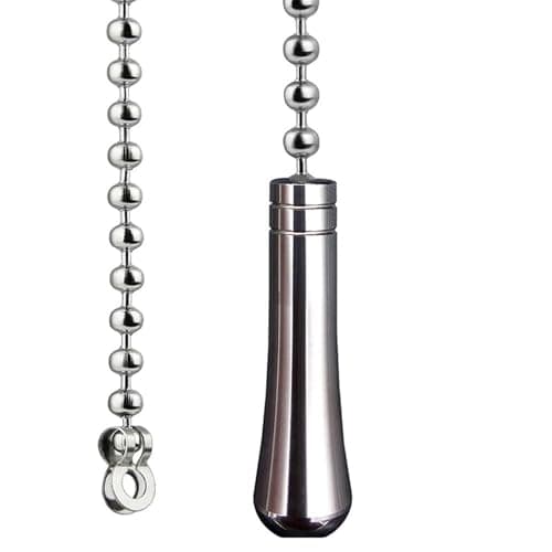 Image of NewZC Teardrop Bathroom Light Pull - Silver Chrome Pull Cord Handle with 85cm Long Metal Light Pull Cord Bead Chain Extension Connector for Bedroom Toilet Ceiling Light Fan Switch and Blind