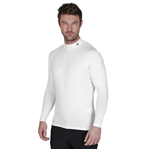 Image of Island Green Mens Long Sleeve Stretch Compression Thermal Golf Base Layer, White, Medium