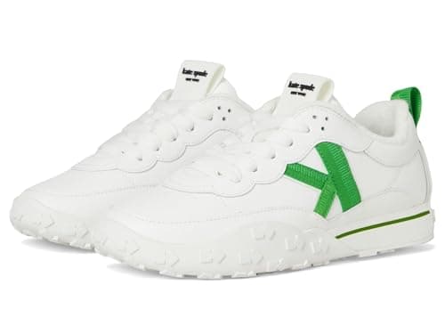 Image of Kate Spade New York Women's Signature Lace Up Sneaker, True White/Ks Green, 4.5 UK