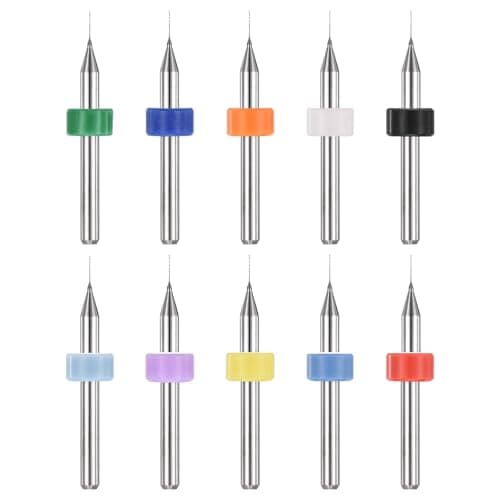 Image of PATIKIL 10 Pack 0.2mm Micro Drill Bits 1/8" Shank Carbide Tungsten Steel 135° Mini Small Bits Print Circuit Board Drilling Tool for CNC Engraving Precision Machinery