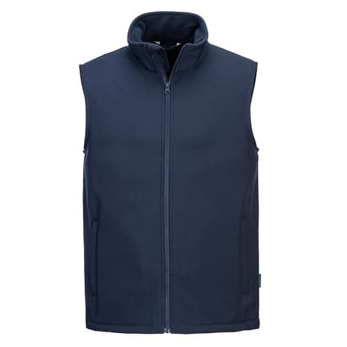 Image of Portwest TK22 Print and Promo Softshell Gilet Water Resistant Windproof Breathable Two Layer Fabric Zipped Pockets Corporate Workwear Embroidery Ready Bodywarmer, Navy, 4XL