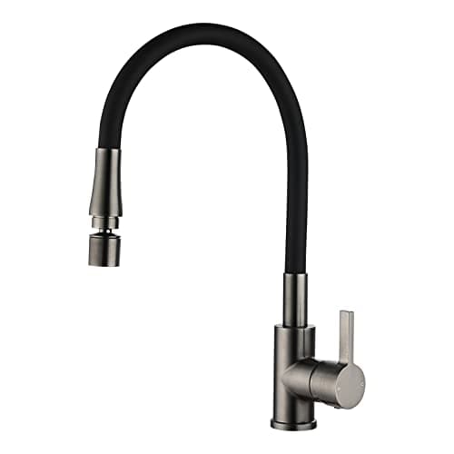 Image of Peppermint Grey Kitchen Tap Gunmetal Kitchen Flexible Sink Mixer Tap Single Lever Faucet Bendable Taps Mixer with Silicon Hose Dual Spray Mode 360° Swivel