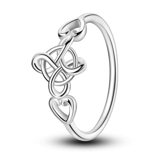 Image of Hapour 925 Sterling Silver Ring for Women,Eternity Gorgeous Celtic Knot Rings Stackable Rings for Women as Gifts Ring Size L1/2 - S