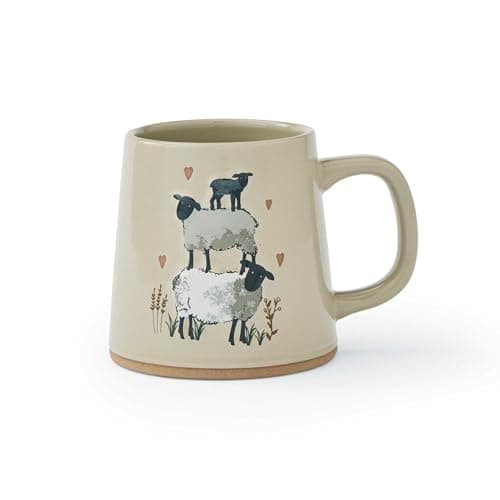 Image of Cooksmart British Designed Conical Coffee Mug | Ceramic Coffee Mugs for Home or Work | Large Mugs for Hot Drinks | Tea and Coffee Cups - Highland Sheep