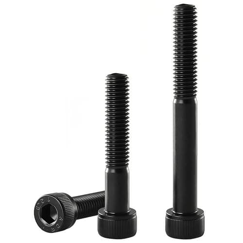 Image of YIIFLY M10-1.5 x 100mm Socket Head Cap Screws, M10x1.5 bolt,12.9 Grade Alloy Steel, Allen Socket Drive, Black Oxide Finish, Half Thread, Quantity 6