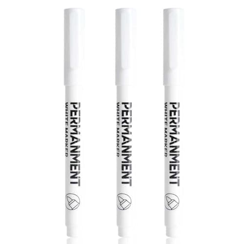 Image of SMOOTHERPRO White Permanent Marker Pens | 1.0 mm Tip Waterproof White Pens Quick Dry Fabric Marker | for Clothes Glass Metal Stones Rock Painting Ceramic Wood Canvas (PWM01-3) 3 Pcs