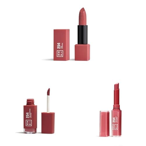 Image of 3INA MAKEUP - The Lipstick 254 + The Longwear Lipstick 254 + The Color Lip Glow 254 - Vegan - Cruelty Free