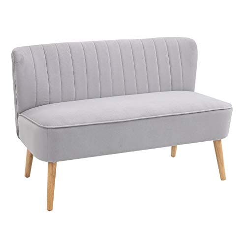 Image of HOMCOM Modern Velvet Double Seat Sofa w/Wood Frame Foam Padding Soft Comfortable Compact Couch Home Office Light Grey