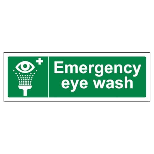 Image of V Safety Emergency Eye Wash - Landscape 300 x 100 mm - 2mm Rigid Plastic Safety Sign
