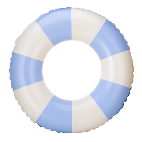 Image of Inflatable Swimming Ring Blue White Stripe Swim Rubber Ring Inflatable Floating Rings Swimming Inflatables For Kids Summer Beach Pool Party